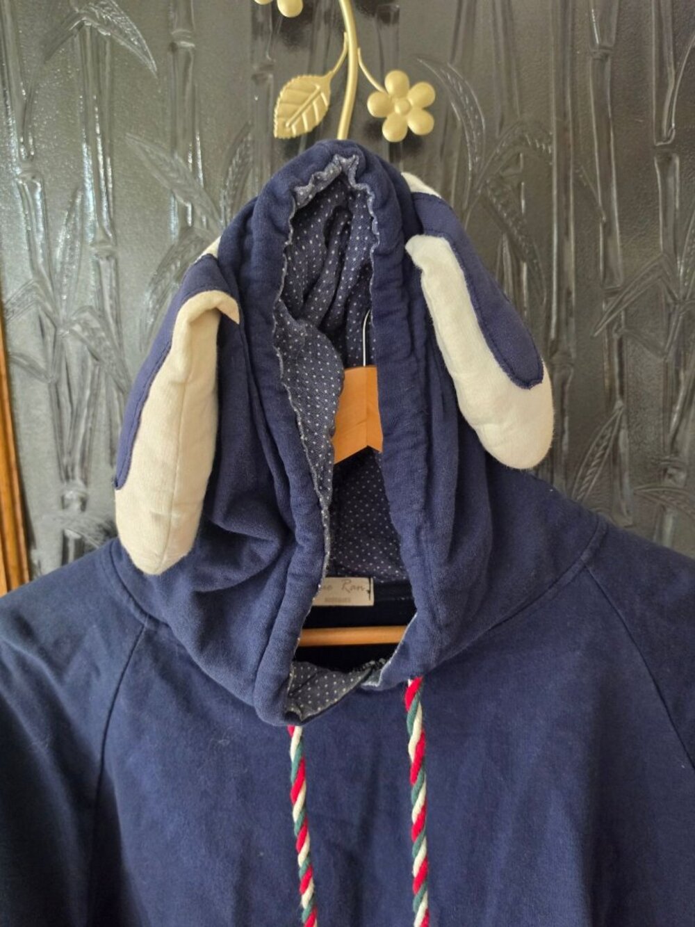 Yue Ran Youth XL Bunny Ear Hooded Poncho Cape Rabbit Print Kawaii Blue - Picture 3 of 8
